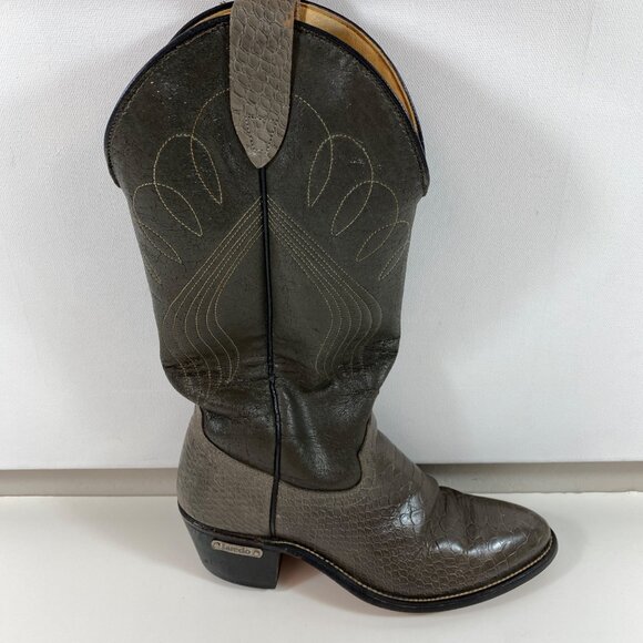 Laredo Womens Western Cowboy Brown Snakeskin Leather Boots 2" Heel Size 9 - Picture 5 of 14